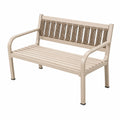 Gartenbank aus Metall mit Seilrückenlehne, Beige/Taupe, 122 × 62 × 85 cm