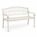 Romantische Gartenbank aus weiß lackiertem Metall, 120 × 60 × 90 cm