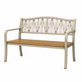 Gartenbank 120 × 65 × 90 cm aus Metall, Holz und Seil in Beige/Braun