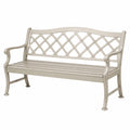 Metall-Sitzbank Beige mit Rautengitter-Rückenlehne, 127 × 61 × 91 cm