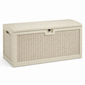 Aufbewahrungstruhe aus Kunststoff in Rattanoptik, Beige, 120 × 56 × 63 cm