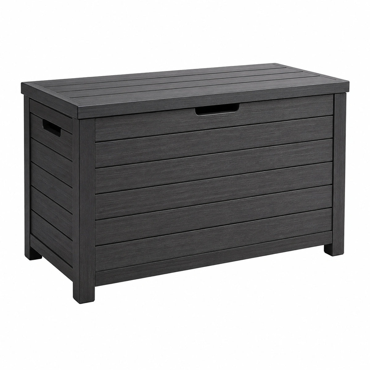 Garten-Aufbewahrungstruhe in Anthrazit-Holzoptik, 120 × 61 × 63 cm