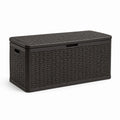 Kunststoff-Aufbewahrungstruhe in Schwarz, Rattanoptik, 120 × 55 × 60 cm, mit Deckel