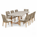7-teiliges Garten-Essgruppen-Set mit Tisch und 6 Stühlen, 200 × 100 × 75 cm, Beige/Natur/Hellgrau
