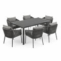 7-teiliges Garten-Essset mit 6 Sesseln, Tisch 180 × 90 × 75 cm, Anthrazit/Grau