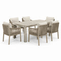 Garten-Essgruppe Beige mit Tisch 180 × 90 × 75 cm und 6 Armlehnstühlen