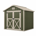 Gartenhaus aus verzinktem Stahl, 213 × 191 × 195 cm, Olivgrün/Beige, mit Doppeltür und Satteldach