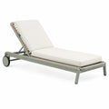 Gartenliege aus Aluminium, 200 × 70 × 35 cm, Salbeigrün/Beige, mit Rollen und verstellbarer Rückenlehne