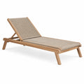 Sonnenliege aus Holz mit Seilgeflecht und verstellbarer Rückenlehne, Natur/Beige, 200 × 70 × 35 cm